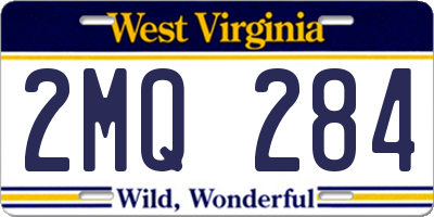 WV license plate 2MQ284