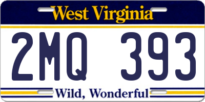 WV license plate 2MQ393
