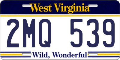 WV license plate 2MQ539