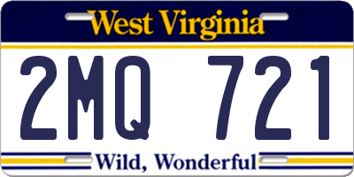 WV license plate 2MQ721