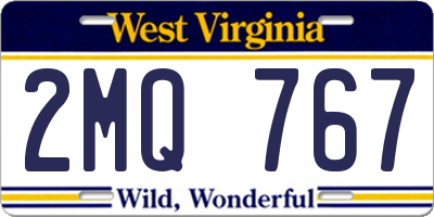 WV license plate 2MQ767