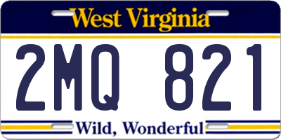 WV license plate 2MQ821
