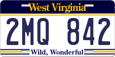 WV license plate 2MQ842