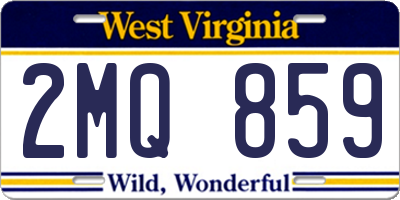WV license plate 2MQ859