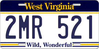 WV license plate 2MR521