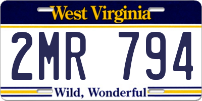 WV license plate 2MR794