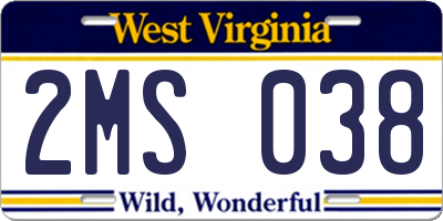 WV license plate 2MS038