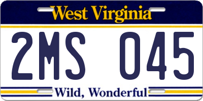 WV license plate 2MS045
