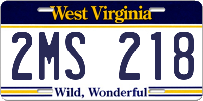 WV license plate 2MS218