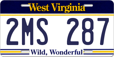 WV license plate 2MS287