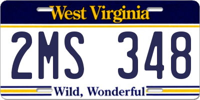 WV license plate 2MS348