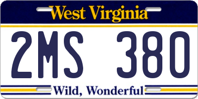 WV license plate 2MS380