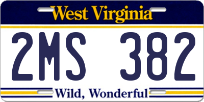 WV license plate 2MS382