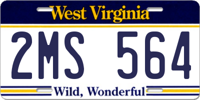 WV license plate 2MS564
