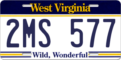 WV license plate 2MS577