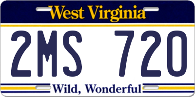 WV license plate 2MS720