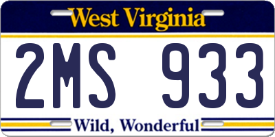 WV license plate 2MS933