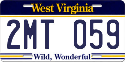 WV license plate 2MT059