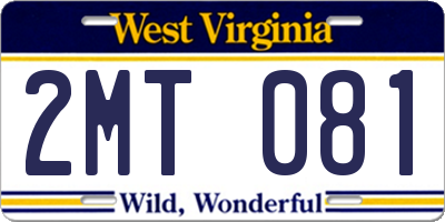 WV license plate 2MT081