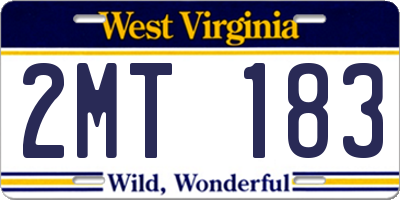 WV license plate 2MT183