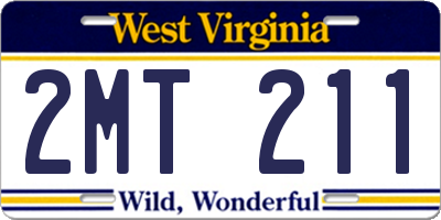WV license plate 2MT211