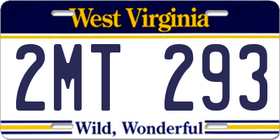 WV license plate 2MT293