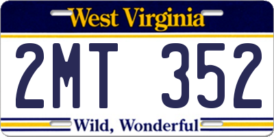 WV license plate 2MT352