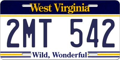 WV license plate 2MT542