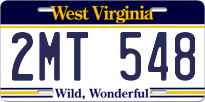 WV license plate 2MT548