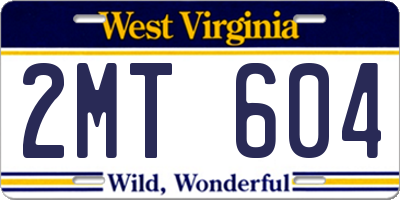WV license plate 2MT604