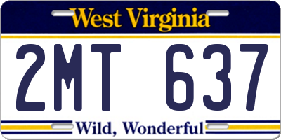 WV license plate 2MT637
