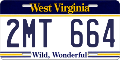 WV license plate 2MT664