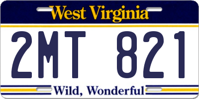 WV license plate 2MT821