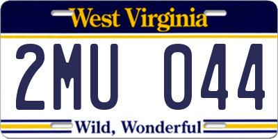 WV license plate 2MU044