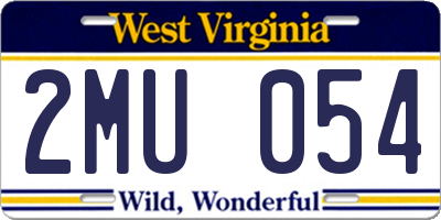 WV license plate 2MU054