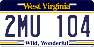 WV license plate 2MU104