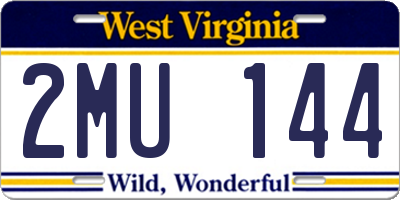 WV license plate 2MU144