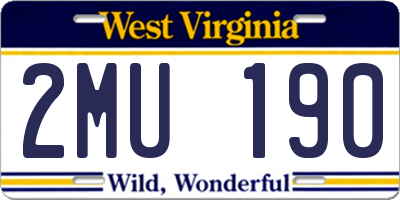 WV license plate 2MU190