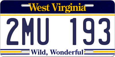 WV license plate 2MU193