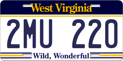 WV license plate 2MU220