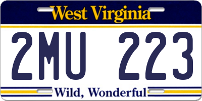 WV license plate 2MU223