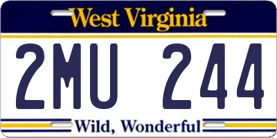 WV license plate 2MU244