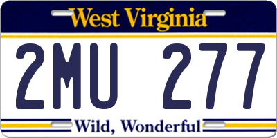 WV license plate 2MU277