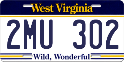 WV license plate 2MU302