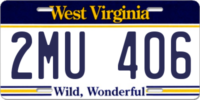 WV license plate 2MU406