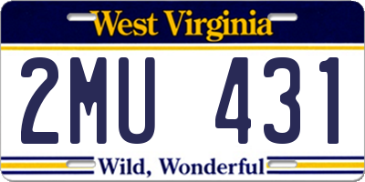 WV license plate 2MU431