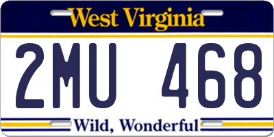 WV license plate 2MU468