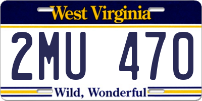 WV license plate 2MU470