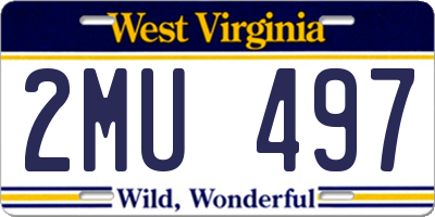 WV license plate 2MU497