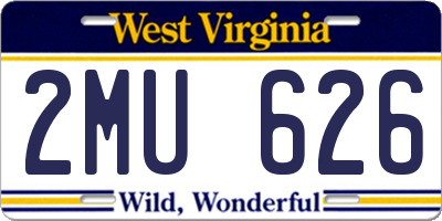 WV license plate 2MU626